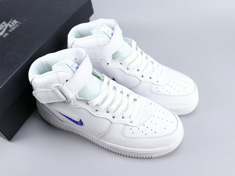 Nike Air Force 1 Mid Retro PRM QS White Blue Shoes - Click Image to Close